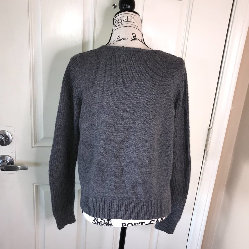 Ann Taylor LOFT Women's Diagonal Zip Cardigan Sweater Charcoal Grey ~ Size M - Picture 5 of 6